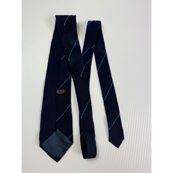 Cravat Club International Necktie‎ Blue Diagonal Stripe Silk Tie for Men - Picture 2 of 5